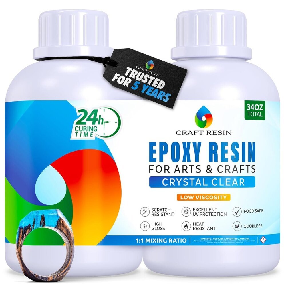 Crystal Clear Epoxy Resin Kit - Food Safe & UV Resistant for DIY Art, Wood, Jewe
